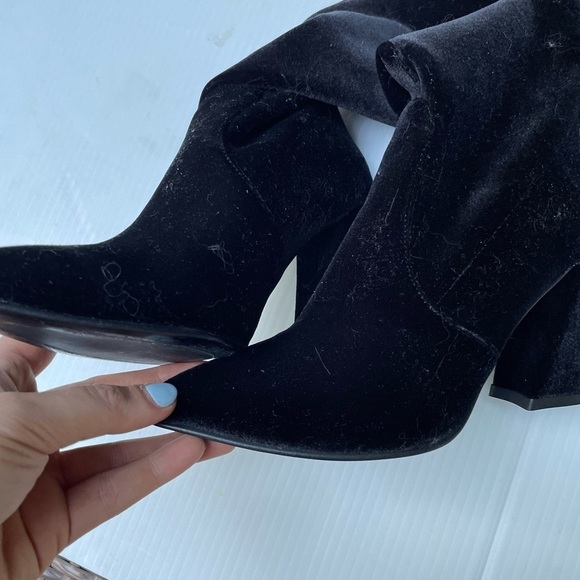 Stuart Weitzman Funland Velvet Black OTK Over The Knee Boots - Picture 11 of 16